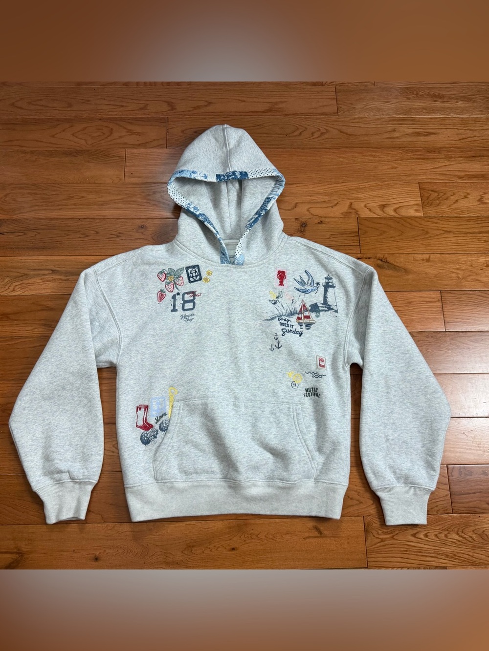 Abercrombie & Fitch Sunday Sets Scattered Graphics Cozy Hoodie NWOT